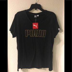 Women Puma black T-shirt v neck